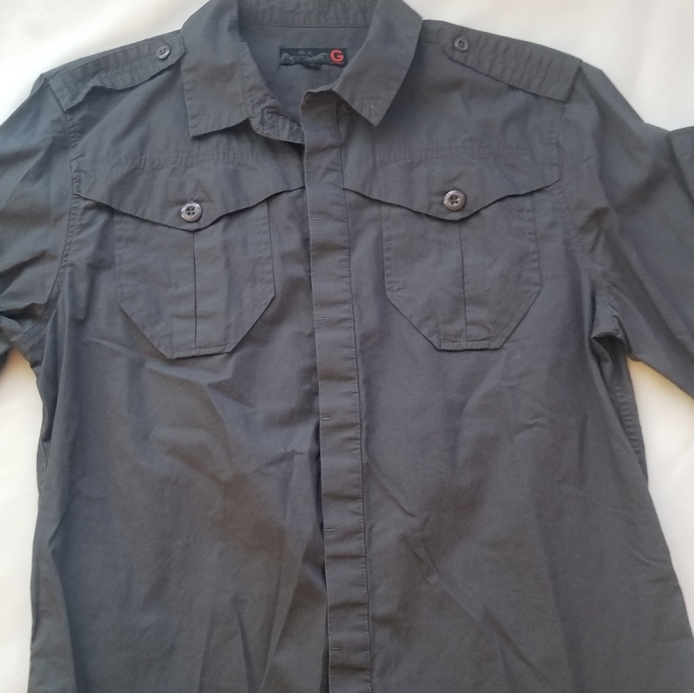 Mens Large grey long sleeve collar shirt